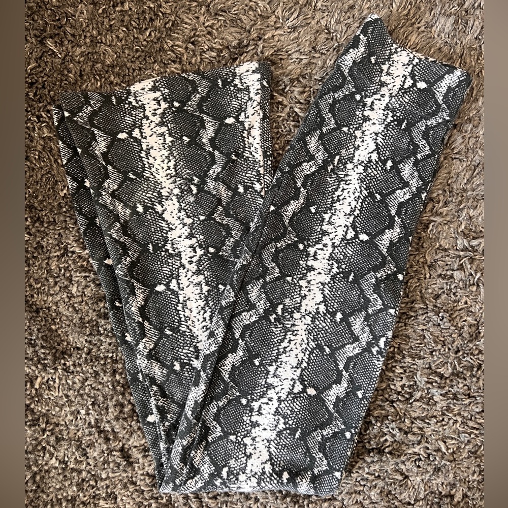 Ultra high rise snakeskin flare pants